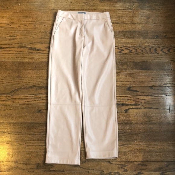 Primark Tan Nude Asymmetrical Hem Faux Leather Wide Leg Trousers - Picture 2 of 6